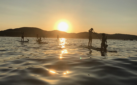 Balade paddle coucher de soleil